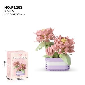 Mainan Pot Tanaman Bricks Bunga Blok Bangunan DIY Kreatif Untuk Dekorasi Desktop