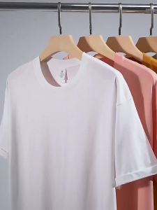 新款重磅230克纯棉纯白色圆领短袖T恤女潮牌宽松半袖打底衫男批发