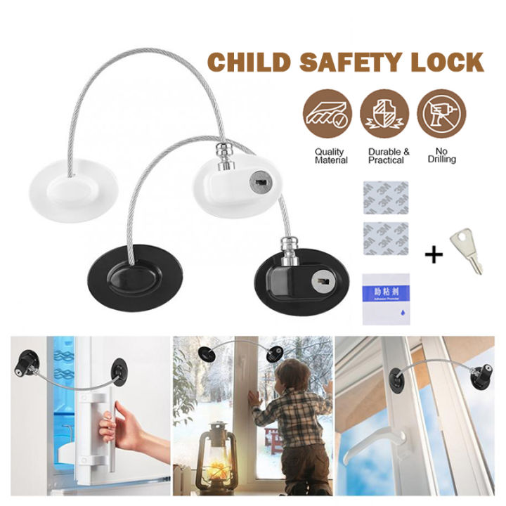 Baby Safety Lock Refrigerator Door Lock With Key Stainless Steel Wire ...