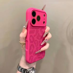 Fashion Candy Color Leopard Pattern Liquid Silicone Case for iPhone 17 16 14 15 12 13 Pro Max Plus Bumper Soft Shockproof Cover