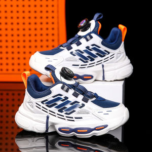 2023 New Boys Sports Shoes with Rotating Buttons Popular Fashion and Versatile Girls Sports Shoes Breathable Non slip and Durable Leather Top Childrens Shoe Trend