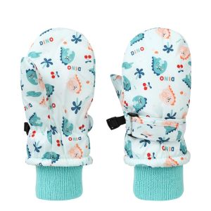 PENTU Waterproof Children Ski Gloves Thickened Windproof Warm Mittens Stylish Elastic Cuff Kids Winter Gloves Outdoor