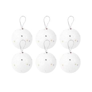 XYAX 6Pcs/set Cute Christmas White Foam Balls Plastic Round Christmas Balls Pendants Christmas Tree Ornament Star Xmas Star Hanging Ornaments Party Supplies