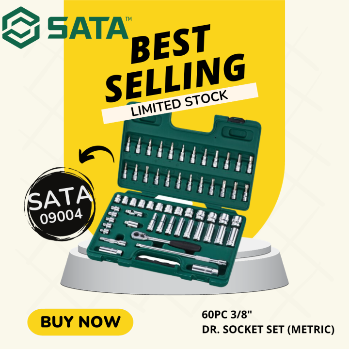 SATA 09004 60 PCS 3/8'' Dr. Socket Set LIFETIME WARRANTY Lazada