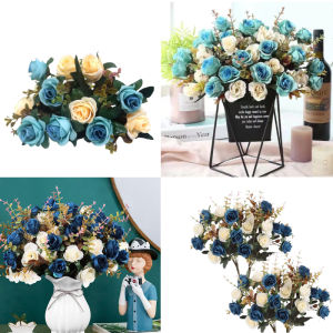 12 Heads Rose Artificial Flowers Fake Simulated Flower Home Decoration European Wedding Decoration