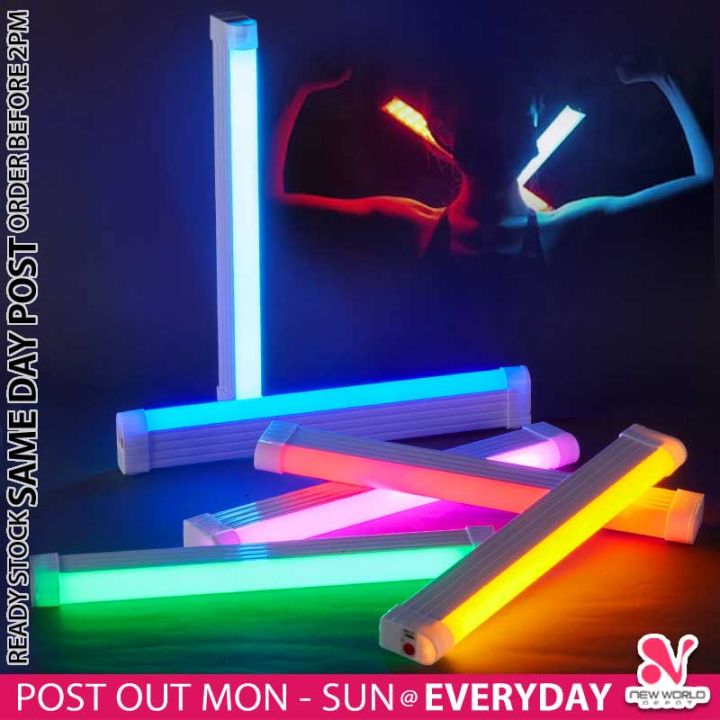 𝟯 𝗠𝗢𝗗𝗘𝗦 》Rechargeable RGB LED Light Tube Live Stream Atmosphere Lights ...