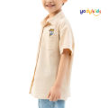 Áo sơ mi trẻ em ?YODY Kids áo thun có cổ bé trai tay ngắn thêu gấu chất cotton mềm mại an toàn cho làn da bé, phong cách hàn quốc SMK6006. 