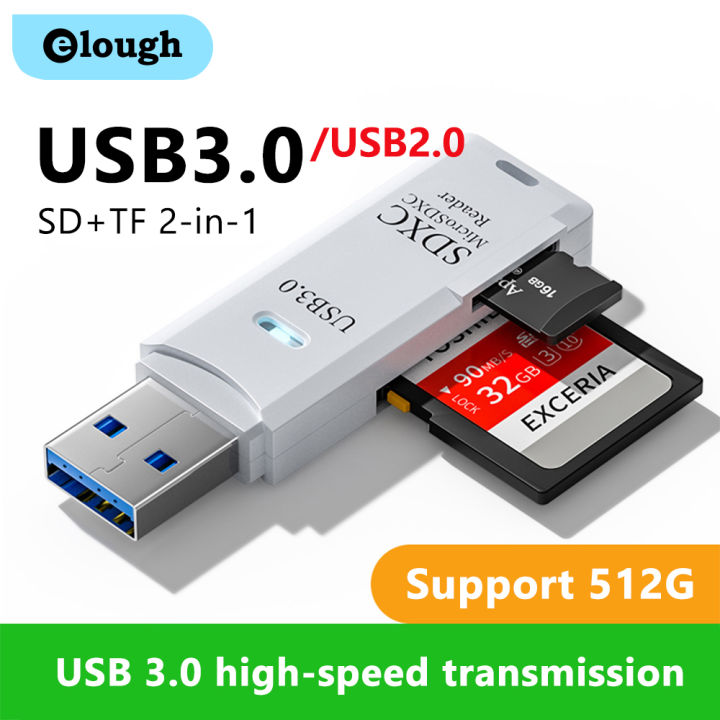 Elough USB 3.0 Card Reader 2 In 1 USB 2.0 To SD Micro SD TF Memory Card