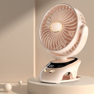 Clip Fan USB Rechargeable Battery Fan battery level LED display Strong Wind 5 Speed Desktop Portable Quiet Office Camping Outdoor desk top hanging