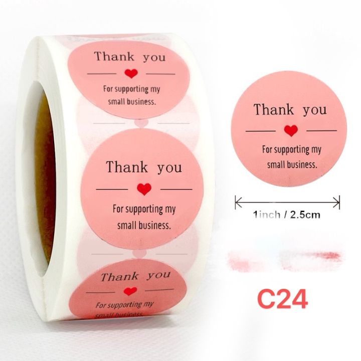1Roll 500pcs Thank You tape Thankyou Flower Round Seal Sticker Tags ...