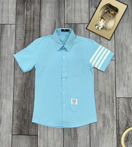 Áo sơ mi nam tay ngắn vải cotton silk mềm mát không nhăn thêu logo sang trọng - MY LINH CLOTHNG
