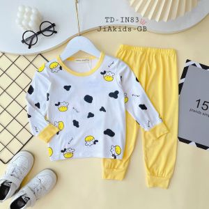 Bộ quần áo trẻ em dài tay vải thun lạnh Minky Mom cho bé 0-8 tuổi mặc thu đông phối bộ áo in toàn thân quần một màu TD-IN83