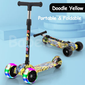 3 Wheels Scooter For Kids Outdoor Toy Folding Scooter With Flash Wheels Adjustable Height