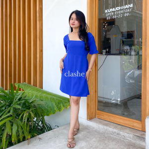 Dress Cantik Kekinian Gaun Wanita Dewasa Crinkle Airflow Anti Lecek Korean Style Terbaru Ootd Fiona Dress by Clashe