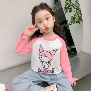 2025 ใหม่ Raglan จับคู่สี Kulomi Girls Kids น่ารักพิมพ์ด้านบนเสื้อยืดแขนยาว Childrens cute long-sleeved T-shirt【Hippobaby】⭐
