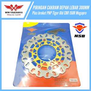 Piringan disc cakram depan lebar 300mm plus breket PNP Tiger Old CBR 150 R Megapro