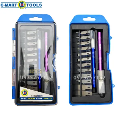 Bộ dao đa năng C-MART A0301 14 chi tiết Bộ dao điêu khắc chạm trổ tách ghép cao cấp C-MART A0301-14