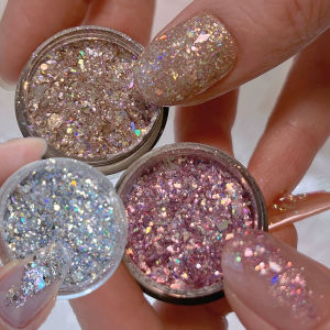 1Jar Aurora Shiny Opal Flakes Nail Glitters Laser Silver Gold Cloud Brocade Flakes Nail Sequins UV Gel Manicure Nails Art Deco h260819