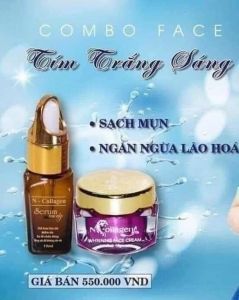 [Combo 2in1] Kem trắng da N Collagen kem Face tím 25g serum collagen tươi 10ml loại bỏ nám tàn nhan loại bỏ  mụn se khít lỗ chân lông dưỡng ẩm làm trắng hồng da.