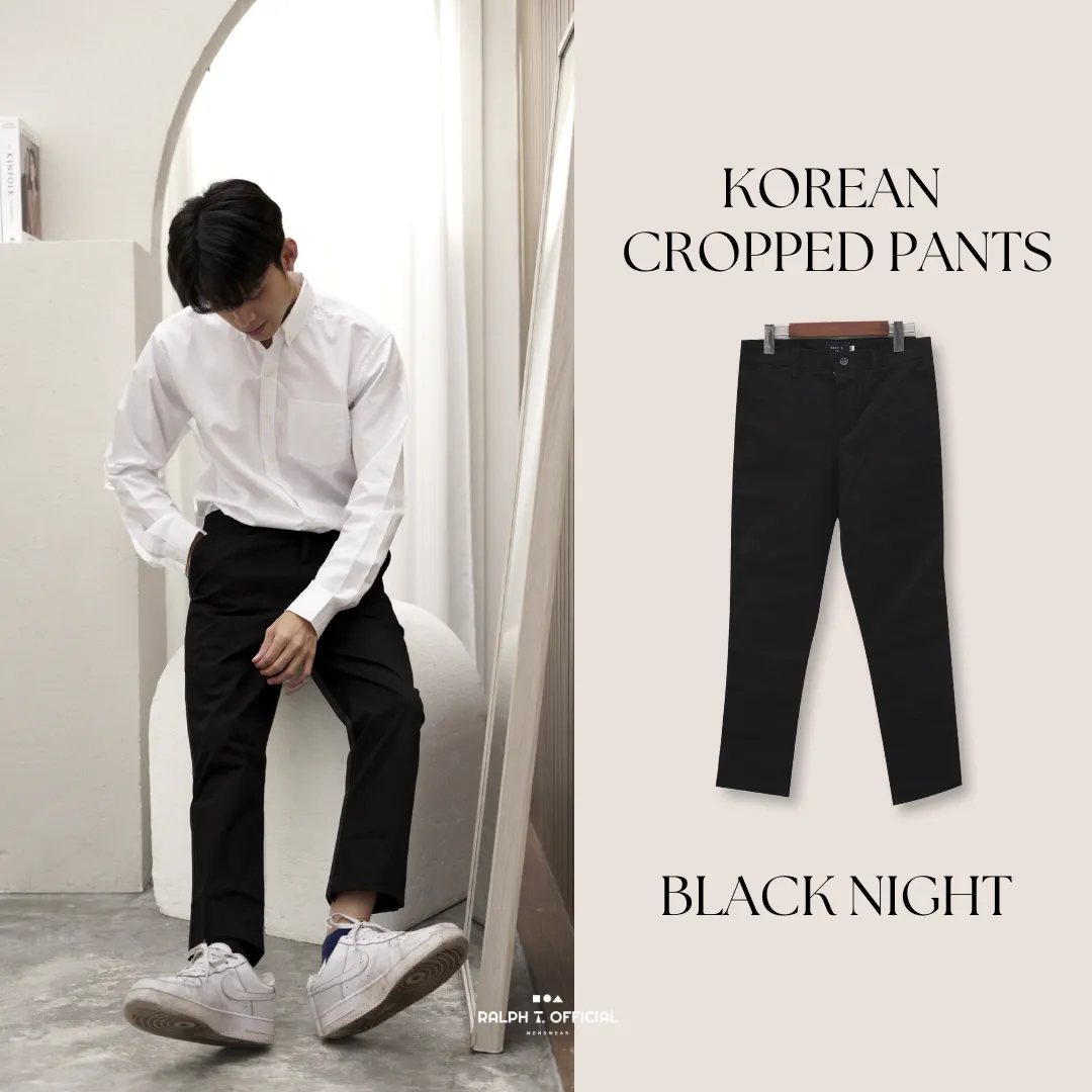 RALPH T OFFICIAL กางเกงขาเต่อ 5 ส่วน ชิโน่ยืดนุ่ม ทรงเกาหลี KOREAN ANKLE PANTS กางเกงขายาว ผู้ชาย สแล็ค สีขาว สีกรม สีเบจ สีดำ