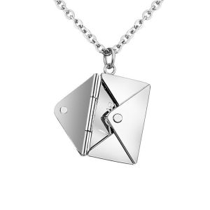 Bravego Women Fashion Titanium Steel Envelope Pendant Necklace Love Letter Confession Necklace Valentines Day Jewelry Gift