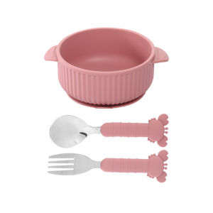 Baby Feeding Bowl Set Double-eared Bowl With Suction Cup Baby Silicone Bowl