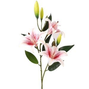 MUKANG Real Touch Artificial Flower Branch Plastic 80cm Silk Lilium Brownii Flower Photography Props Elegant Fake Flowers Home Office Decor