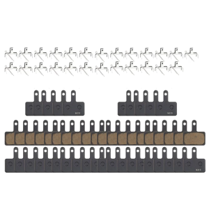 ผ้าเบรกไฟเบอร์เรซิน25คู่ช่วยเพิ่มพลังในการยับยั้งทนความร้อนได้แผ่นหลังสำหรับการบำรุงรักษาจานเบรกจักรยาน