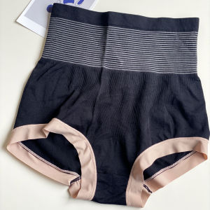 High Wais Women Full Hip Boxer Plain Color Stripe Breathable Thin High Elastic Seamless