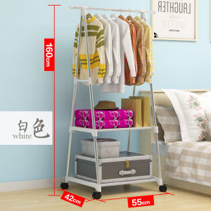 (Original) Clothes Rack Triangle Clothes Rack Floor with Wheels Mobile Multi-layer Storage Rack Simple Modern Clothes Hanger Drying Rack