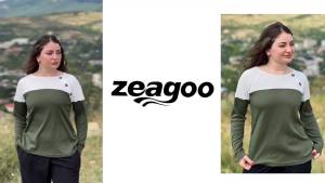 Zeagoo  Womens Waffle Knit Shirt Long Sleeve Color Block  T  Tunic with Button Detail Waist Cinch