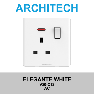 ARCHITECH Elegante White V20-C12 Stop Kontak - Colokan AC