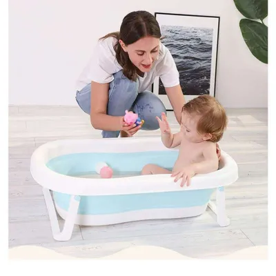 BAK MANDI BAYI Silicone Collapsible dengan Lipat untuk penyimpanan mudah untuk kulit bayi mandi