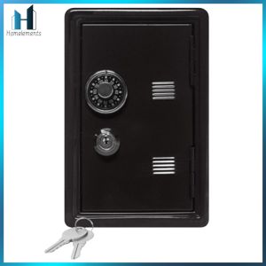 【Homelements】 Metal Coin Bank Safe with Combination Lock and Key Money Saving Box 7.1x4.7x3.9inch Cash Box for Money Jewelry and Valuables