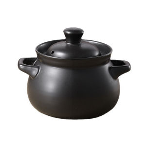 【Ready Stock】Ceramic Cooking Pot 2L with Lid and Heat-Insulated Handles Earthenware Clay Pot with Lid Cooking Casserole Oven Even Heating Ideal for Stews Soups and Home Cooking