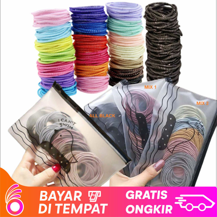 OKEYBELI COD Ikat Rambut Korea I Can Swim isi 100 pcs / Karet Rambut