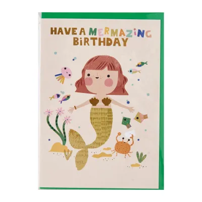 Raspberry Blossom Delightful Mermazing Mermaid Birthday Card