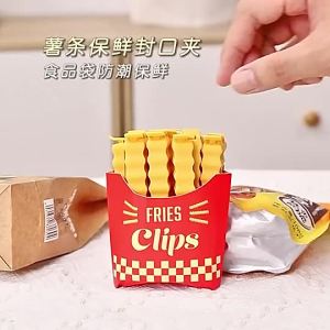 12 Pcs Food Bag Storage Clip Creative French Fries Sealing Clip Moisture-proof Magnetic Holder With Clips Bag