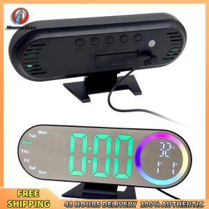 Winnereco USB Powered LED Desk Clock with Large Digital Display Modern Alarm Clock for Adults Teens Kids Seniors