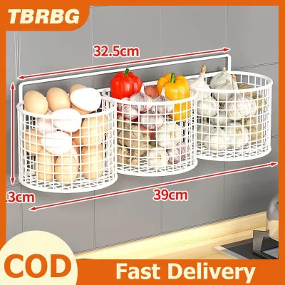TBRBG 1 2 3 Lưới treo tường nhà bếp Kệ tổ chức kim loại giá đựng thức ăn lưu trữ tỏi gừng treo dây giỏ chủ