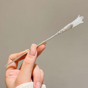 【♡Lovely girls house♡】New Chinese Style Silver Geometric Tassel Hair Clip Ethnic Style Hair Accessories Metal Hair Stick Hair Insert