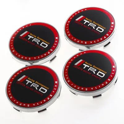 NT | 4Pcs 60มม.ล้อสัญลักษณ์ล้อดุมล้อDustหลักฐานหลักฐานผ้าคลุมรถอุปกรณ์ตกแต่งรถยนต์สำหรับTOYOTA TRD Royalโคโรลล่าแคมรีLand Cruiser Prius Reiz