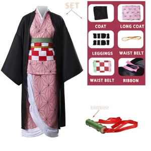HNB Nezuko Cosplay full set Demon Slayer Nezuko Costume for Kids Adult Women Girl anime Outfit kimono