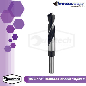 Benz Werkz Mata Bor Besi Tangan 185mm Reduced Shank 1/2 Shank As 1/2" Shank Untuk Mesin Bor Tangan 13MM Dan 16MM Mata Bor Besi HSS Reduced Shank Ukuran 185 mm