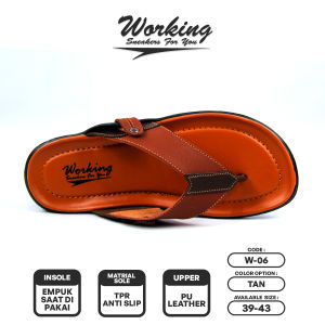 Sandal Pria Kulit Working W-06 / Sandal Jepit Pria Kekinian Casual Distro