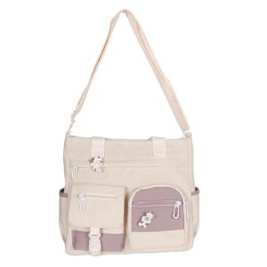 CanvasCrossbody Bag for Girl Student Casual Shoulder Bag Large Capacity Fashion Messenger Bag Black/White/Green/Purple