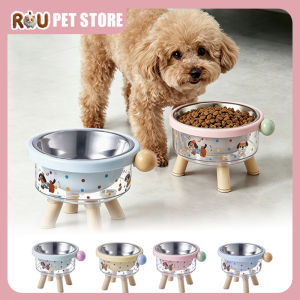 Raised Anti-Choking Pet Bowl Detachable Stainless Steel Dog Cat Food Container Non-Tip Stand Ergonomic Height for Neck Pain Relief