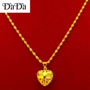 Buy 1 Get 1 Free original 18k saudi gold pawnable necklace womens hollow love pendant bracelet set wedding jewelry