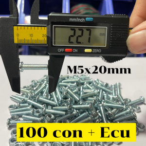 [100 Bộ] Bulong M5x20mm ốc + ecu đầu Bake chữ thập-vít máy ren mịn lắp ráp cơ khí thiết bị điện tử khung kim loại