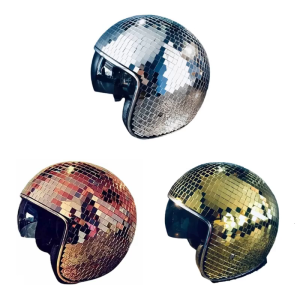 Reflective Helmet Disco Club Glass Cap Shining Disco Ball for Bachelorette Party Sparkly Club Helmet